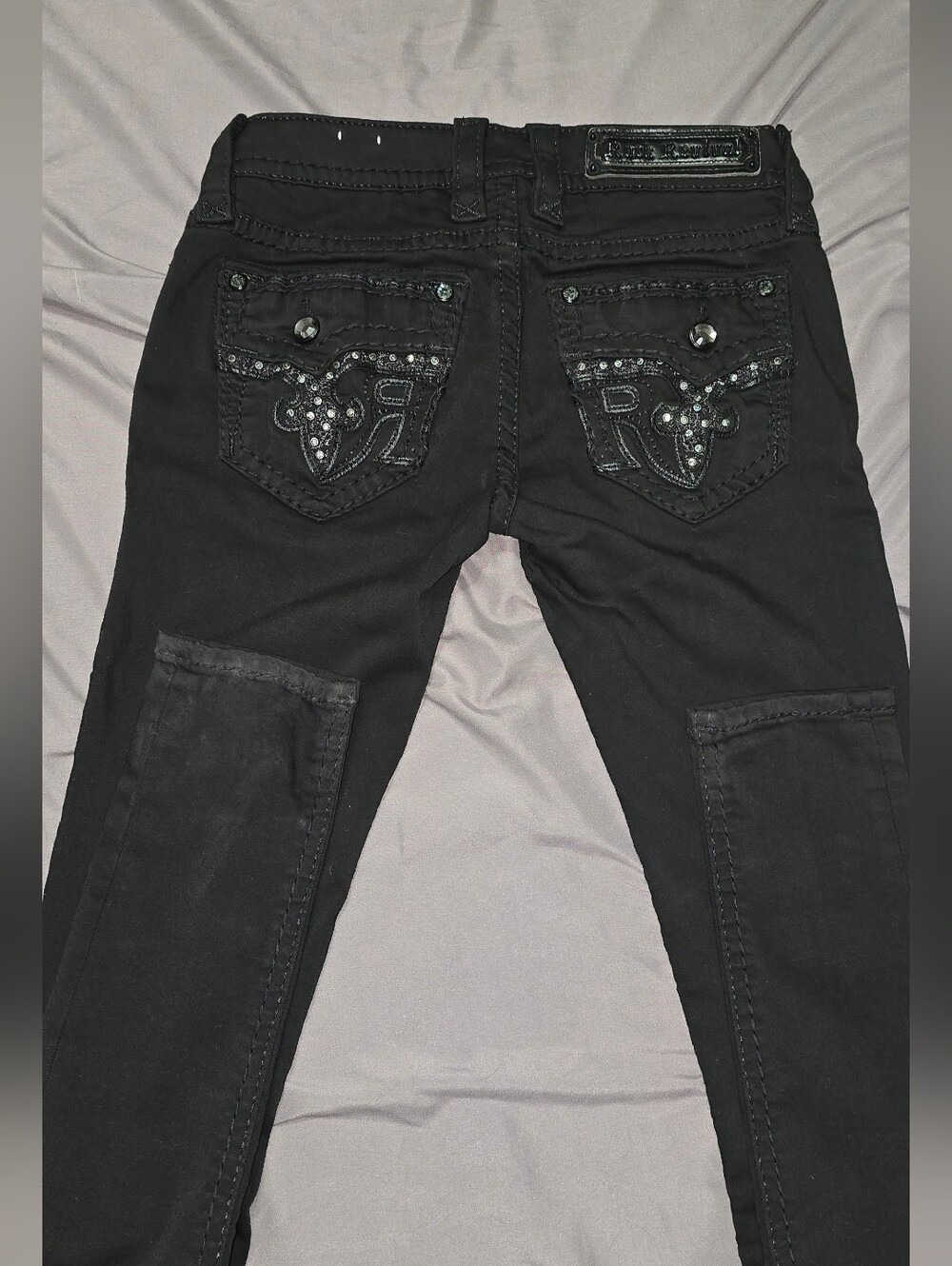 Rock Revival Black Skinny Jeans with Embellished Back Pockets